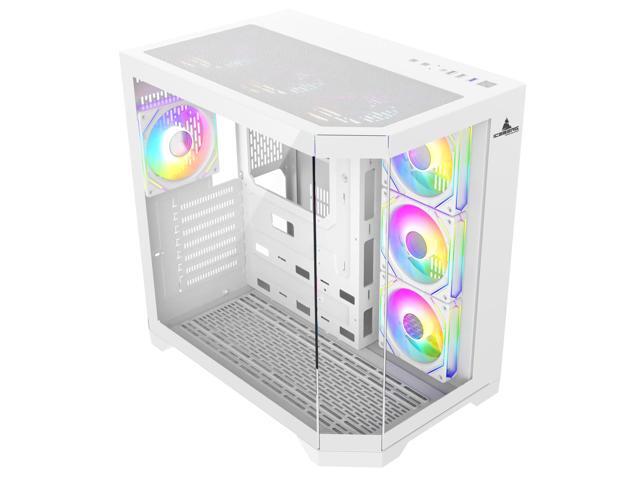 Iceberg Gaming Combo: Crystal Edge ATX Case (White) with seven (7) aRGB Fans + 700-BX 700W 80 plus Bronze Power Supply