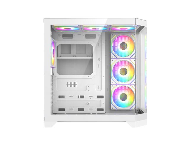 Iceberg Gaming Combo: Crystal Edge ATX Case (White) with seven (7) aRGB Fans + 700-BX 700W 80 plus Bronze Power Supply