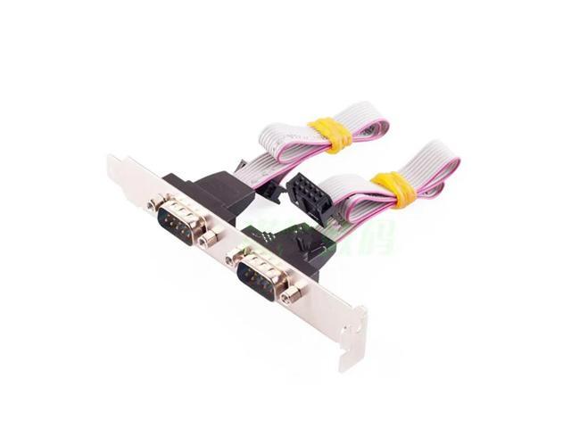FOR Dual 2 ports Serial 9 pin DB9 RS232 Motherboard Com Ribbon Cable slot Bracket