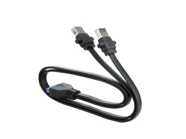FOR Dual Ports USB 3.0 Female Screw Panel Mount To Motherboard 20 Pin Header Flat Cable Cord