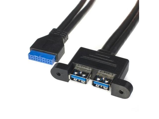 FOR 2 Port USB 3.0 Female Screw Mount Type to Motherboard 20pin Header Cable