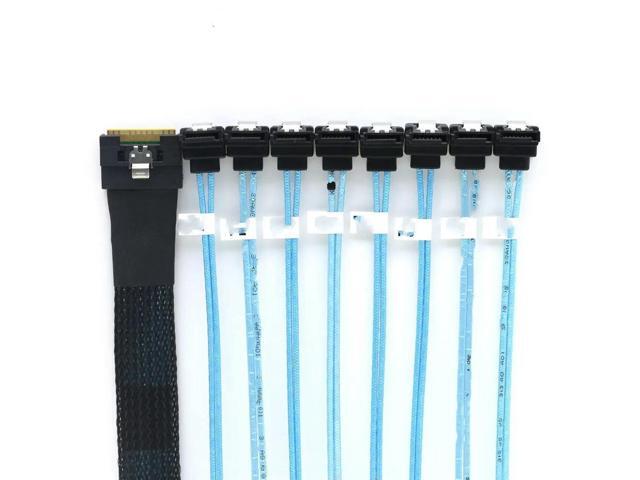 FOR PCIE SAS SFF-8654 8I Full Cover To High-speed Line 8 Ports SATA 90 Degrees Cable
