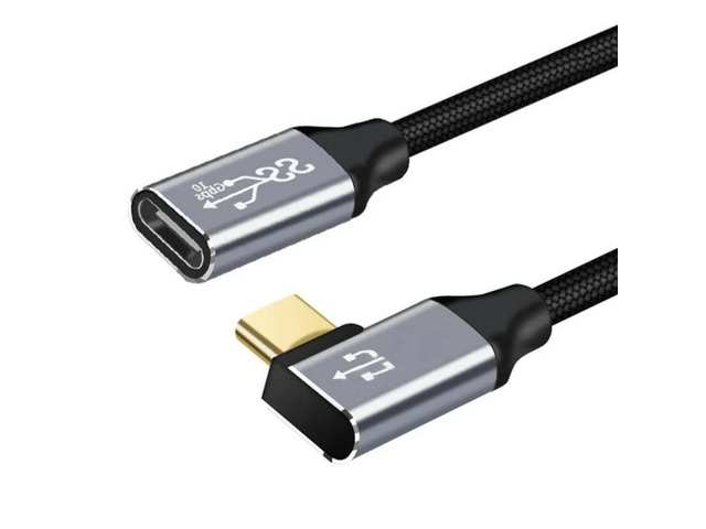 FOR 1pcType-C Extension Cable Cord 100W Bend 90 Degree USB-C3.1 Male to Female Data Line Type-C Extension Wire