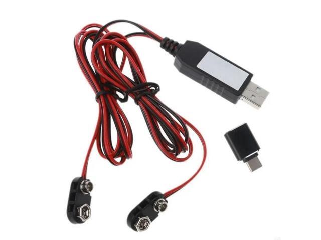 FOR 2in1 Type C USB Mains Convert to Dual 6F22 9V Can Replace 2pc 9V Power Supply Cable