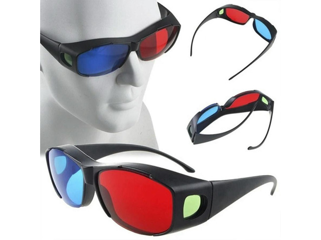 Red Blue 3D Glasses Black Frame