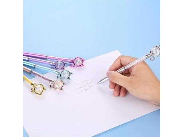 Shining Rhinestone Cartoon Cat Pen 2Pcs