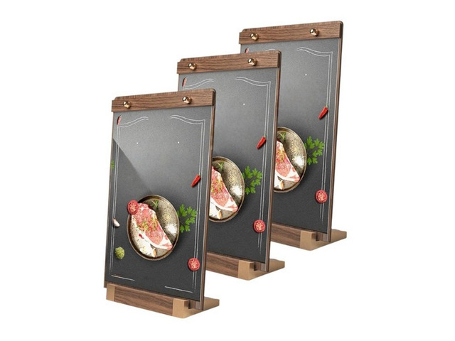 3Pack Acrylic Sign Holders Walnut Base