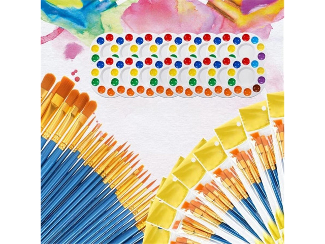 24Pack Paint Brush Set with Palette