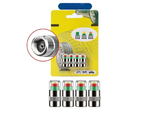 Tire Valve Cap with Pressure Indicator 4Pcs
