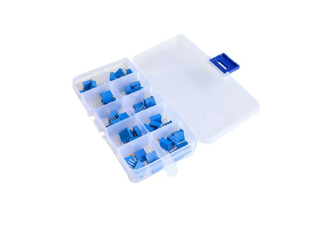 FOR 50pcs/lot 3296W series 500R 1K 2K 5K 10K 20K 50K 100K 200K 1M multi-turn potentiometer 10K Variable resistors With box set