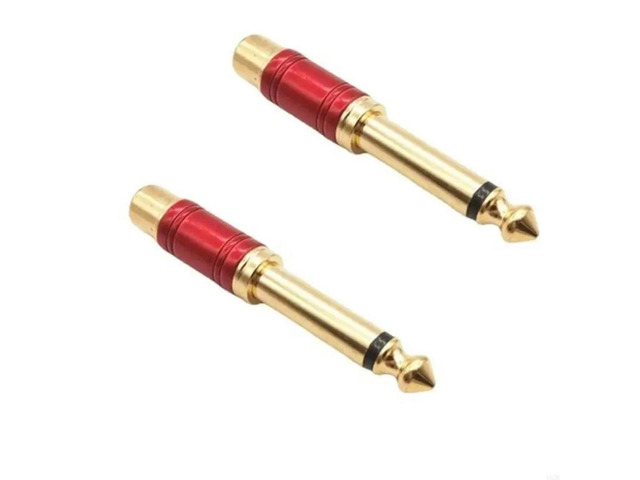 FOR Video to 6.35mm 1/4 Adapter Gold Plated 6.35mm Male to Video Female Adapter Sound