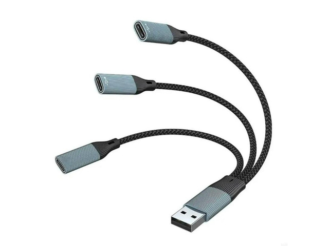 FOR USB Splitter Cable USB Male to 2/3 Port Type C Female Multiple USB Port Extender
