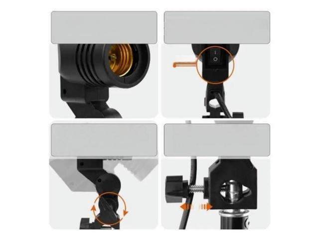 FOR Independent Switching Control Photography Light Mount with E27 Screw Socket and Long Cable for Flexible Studio Lighting