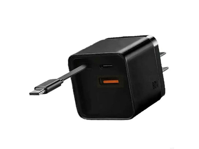 FOR 3 in 1 80W Fast Charging Adapter With Retractable USB C Cable PD80W For Multiple Devices