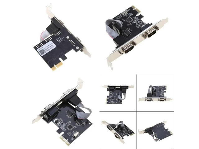 FOR PCIE to Two Serial Port DB9 Card RS232 COM Port PCIE PCI for Express Expansion Adapter Card