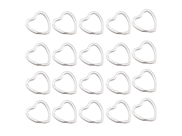 20Pcs Heart-Shaped Split Key Rings