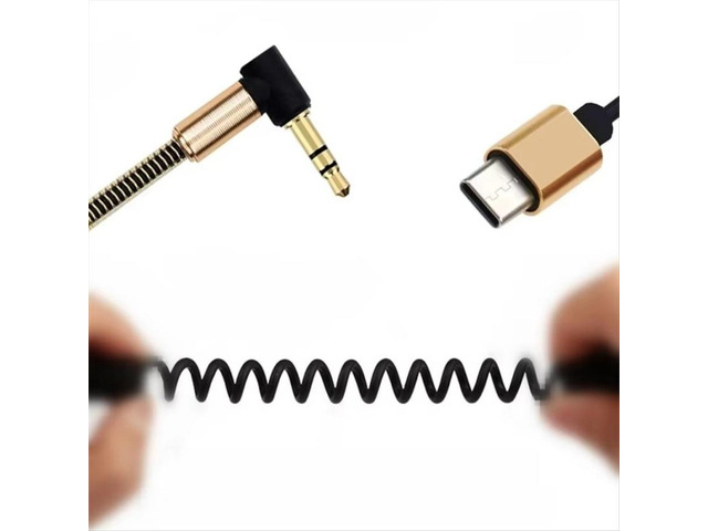 Coiled USB C to 3.5mm Extension Cable