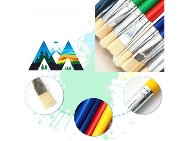 16Pcs Large Round/Flat Paint Brushes