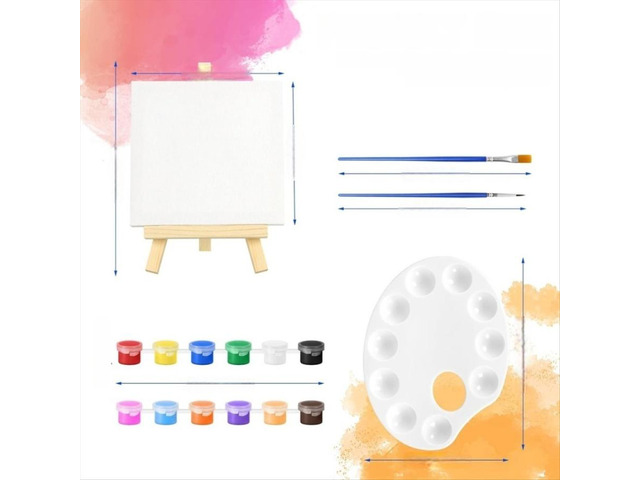 Mini Canvas Easels Palette Paint Brushes