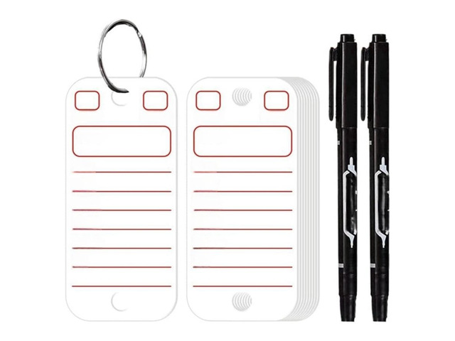 200Pcs White PVC Key Tags with Rings