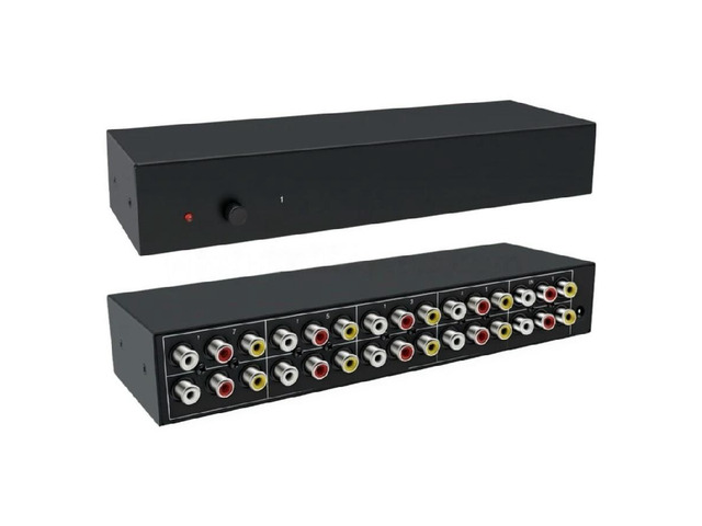 FOR 2 In 8 Out AV SWITCH RCA Video Audio Splitter Selector Switcher