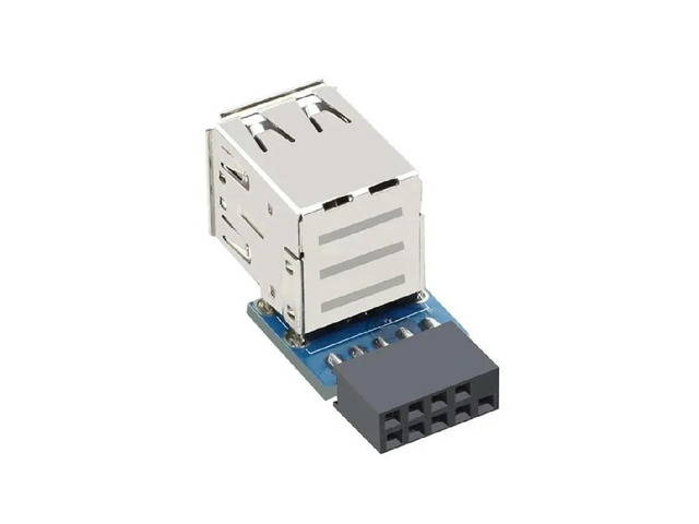 Double USB2.0 to 9Pin Female Header Adapter for Motherboard