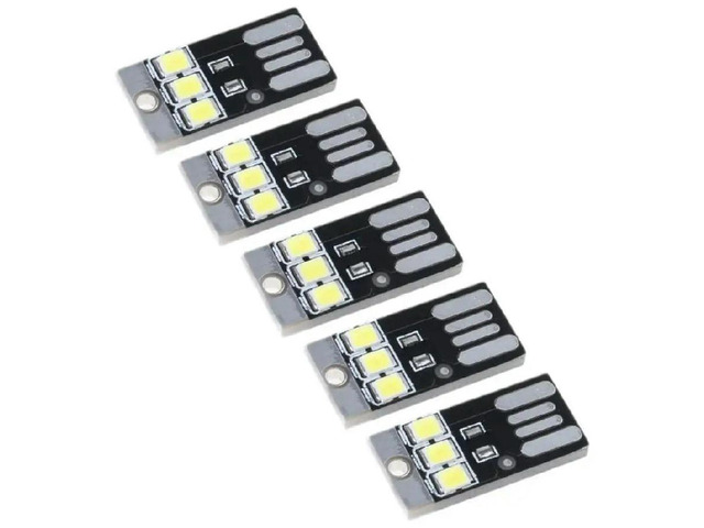 5Pcs USB LED Lamp Night Light Pocket Card Keychain Light
