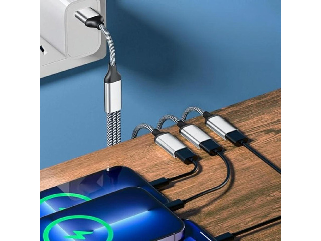 USB C Male to 3 USB C Female Splitter Charging Data