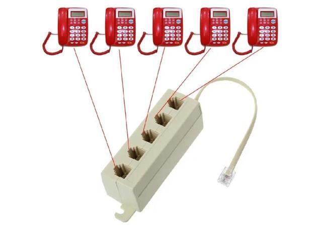 RJ11 Telephone Splitter 6P4C Male to 5 Way Female