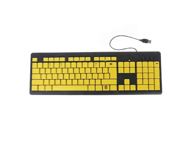 USB Keyboard Large Yellow Letters Full Size Learn