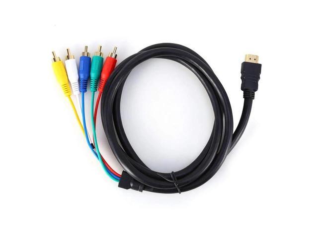 DIXSG HDMI to RCA Cable, HDMI Male to 5 RCA Male Connector Video Audio AV Component Cord for HDTV DVD 1080P Plasma TV LCD Projectors