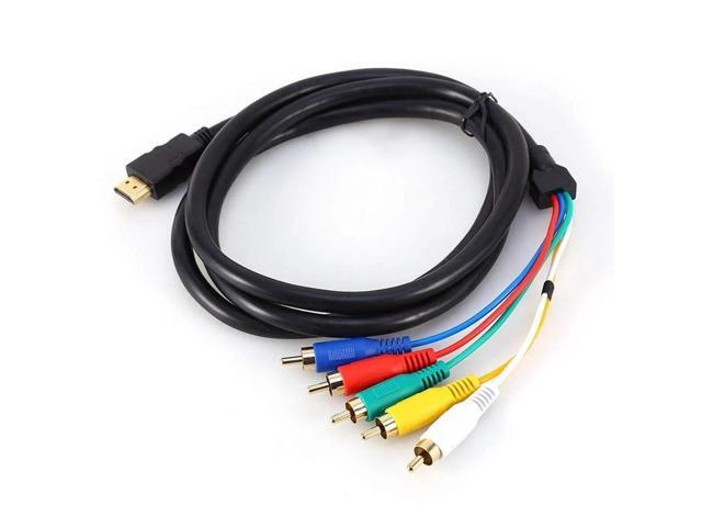 DIXSG HDMI to RCA Cable, HDMI Male to 5 RCA Male Connector Video Audio AV Component Cord for HDTV DVD 1080P Plasma TV LCD Projectors