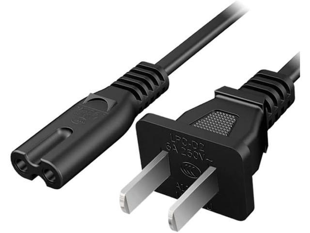 DIXSG AC 2 Prong C8 Power Cord 5ft/1.5m Standard 2-Slot for TV PS4 PS5 Speaker Monitor Xbox Wall Power Cable Replacement Black