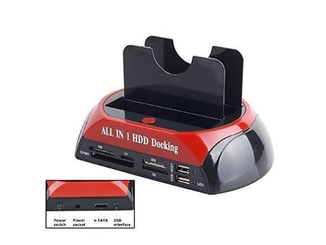 DIXSG All in 1 HDD Docking,2.5''/3.5'' SATA Multi-Function HDD Docking Station SATA Hard Disk Base USB HUB Reader