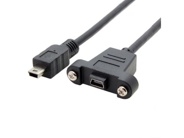 DIXSG Mini USB 5Pin Male to Female Extension Cable Panel Mount Type with Screws 50cm