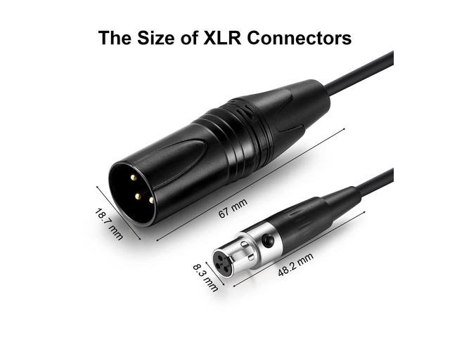 EBXYA Mini XLR Female to XLR Male Cable 2 Pack, 3 Pin Mini XLR Patch Cable Adapter for BMPCC 4K Camera Video Assist 4K Sharp 8K, 5 Ft