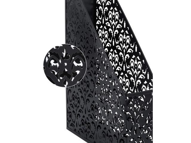 EasyAPG Heavy Duty Metal Magazine File Holder - Carved Hollow Flower Pattern Design, No Assembly Desk Organizer for Legal Size Files, Home Office...