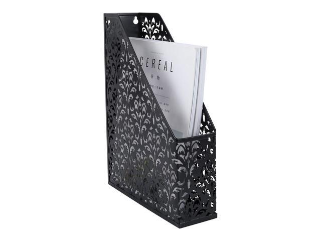 EasyAPG Heavy Duty Metal Magazine File Holder - Carved Hollow Flower Pattern Design, No Assembly Desk Organizer for Legal Size Files, Home Office...