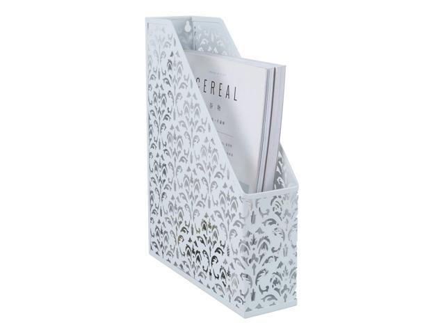EasyAPG Heavy Duty Metal Magazine File Holder - Carved Hollow Flower Pattern Design, No Assembly Desk Organizer for Legal Size Files, Home Office...
