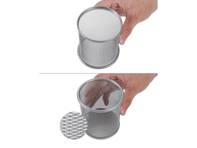 EasyPAG Round Mesh Pencil Holder 2 Pack Pen Holders Desk Pen Cups Organizer for Home, School Office, Silver