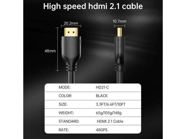 Mrocioa HDMI Cable 8K 2.1, 3feet High Speed HDMI Cable Cord 4K@120Hz 8K@60Hz Hdmi Lead for PS5,PS4, Xbox, Nintendo Switch,Computer