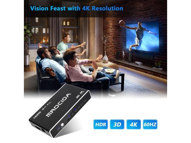 Mrocioa 4K 60Hz HDMI Switch with ARC, 4k HDMI Splitter, Mrocioa 5port HDMI 2.0 Switch Box with IR Remote for PS5/ XBOX / HDTV/Projector Etc