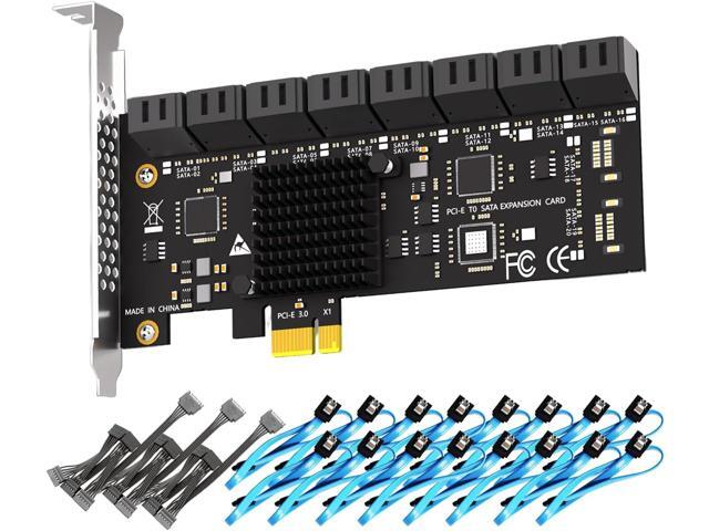 GLOTRENDS SA3116-C 16-Port PCIe X1 SATA Expansion Card with SATA and Power Cables, Compatible with Windows,Linux,Mac OS,NAS