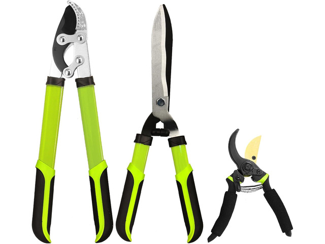 YRTSH Loppers Hedge Clippers Garden Shears, 3PCS Yard Tools Combo Set Tree, Shrub & Bush Care Kit for Lawn Garden, Branch Cutter with Compound...