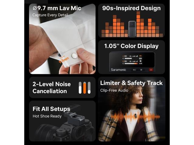 Saramonic Air 2-Person Wireless Micro Lavalier Microphone for iPhone/Camera/Android/PC 24-bit/48kHz, Noise Canceling, Limiting, Headphone Out,...