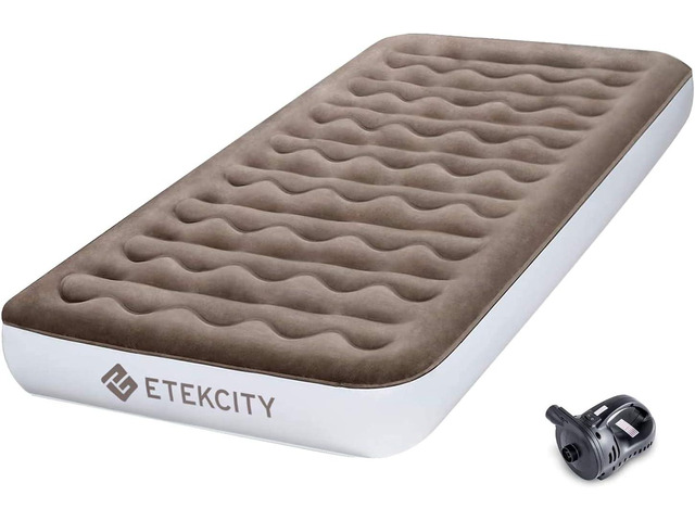 Etekcity Air Mattress Upgraded Twin Size Camping Air Bed Blow Up Bed Inflatable Mattress Raised Airbed with Rechargeable Pump for Guest, Camping,...