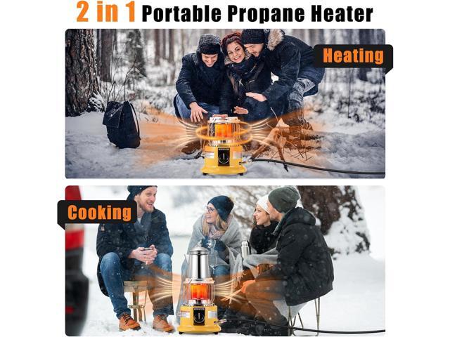 2 in 1 Propane Heater & Stove, 13000 BTU Portable Propane Heater Indoor with Handle, Outdoor Heater Gas Stove for Patio, Camping, Tent, Ice...