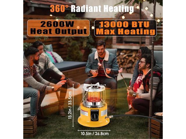 2 in 1 Propane Heater & Stove, 13000 BTU Portable Propane Heater Indoor with Handle, Outdoor Heater Gas Stove for Patio, Camping, Tent, Ice...