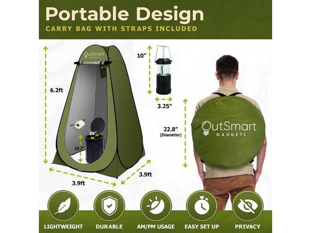 Outdoor Portable Toilet Set for Adults with Camping Night Lantern, Folding XL Toilet, Pop Up Privacy Tent and Carry Bags, Multipurpose Potty,...