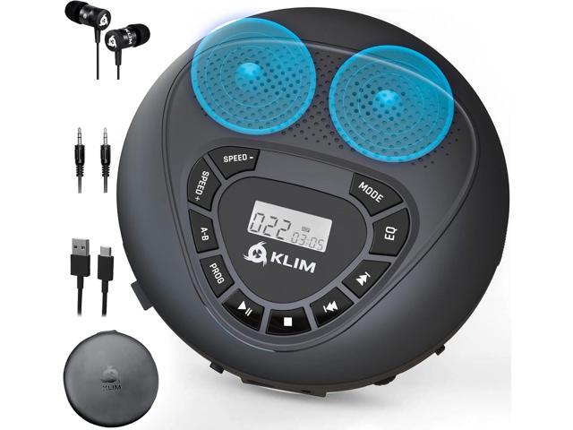 KLIM Speaker with Rechargeable Battery - Portable CD Player with Headphones + SD/TF Card + AUX - Ideal Car CD Player